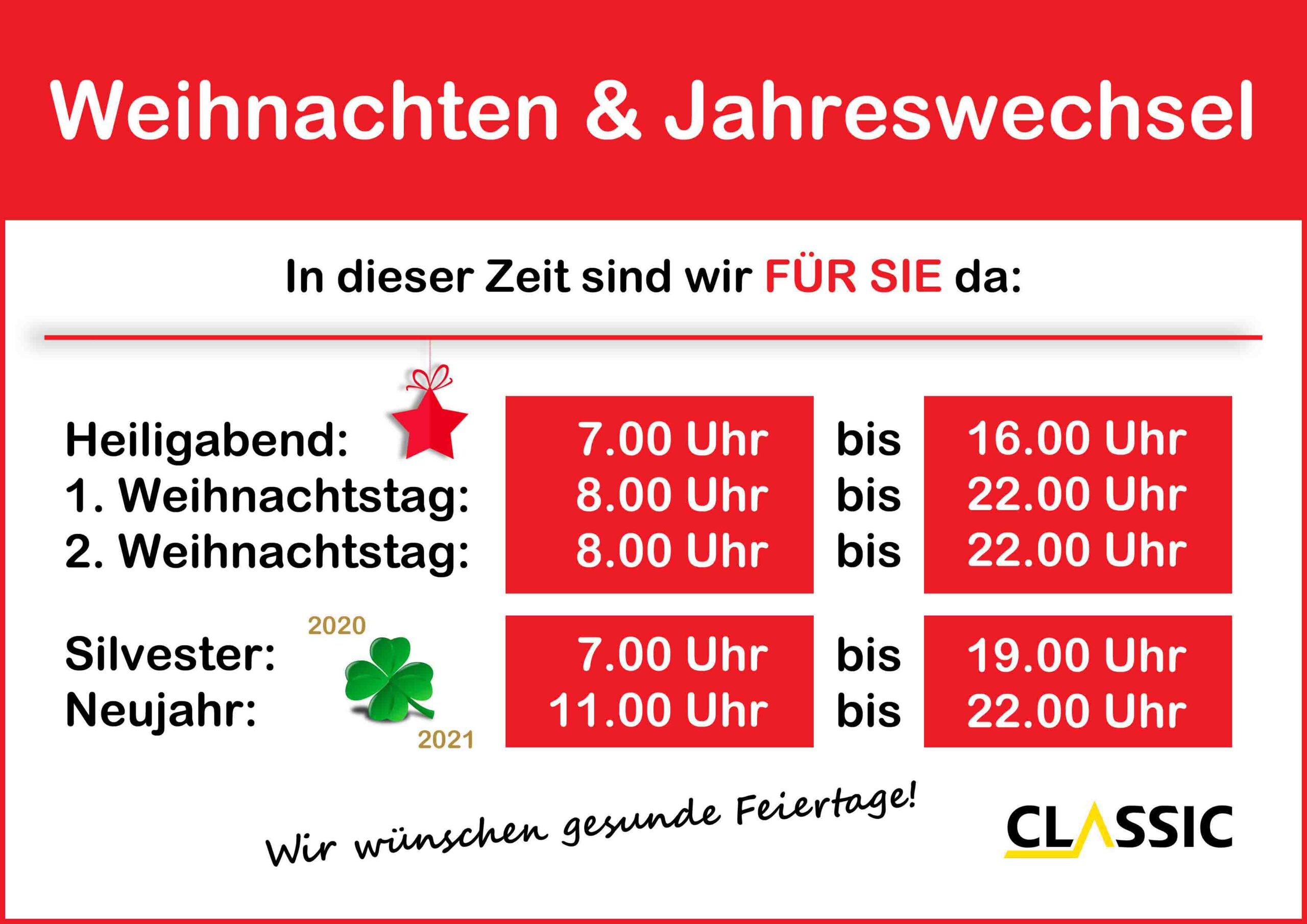 Tankstellen öffnungszeiten Weihnachten 2022 CL_H530_Oeffnungszeiten_Weihnachten_Silvester Aktionsplakat